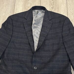 Michael Kors Blazer Mens 42L Gray Blue Plaid Sport Coat Jacket